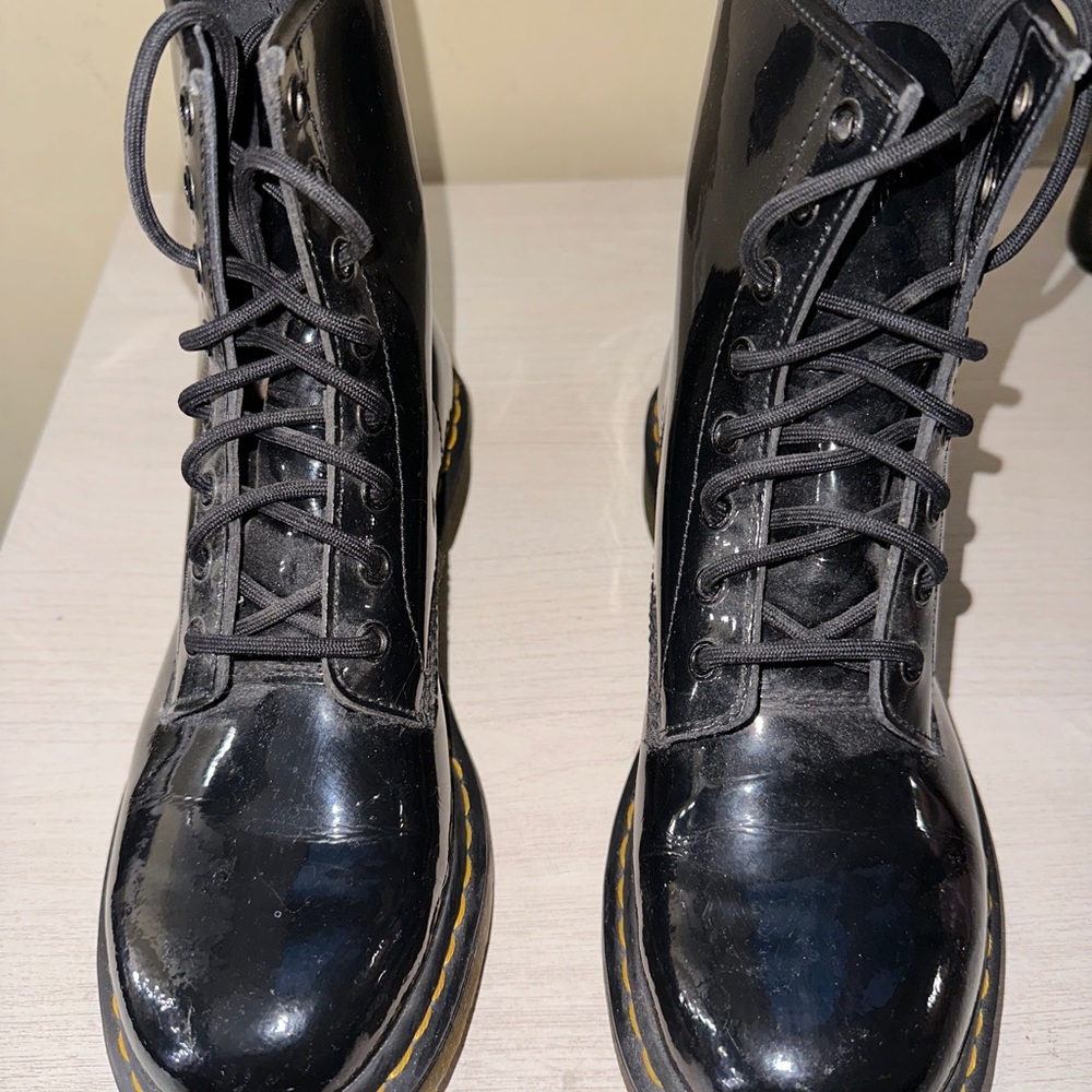 Dr. Marten fall patent leather boots.